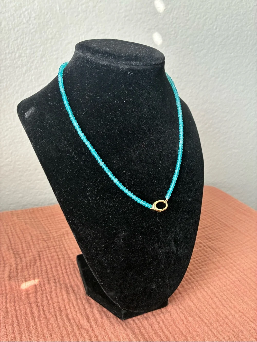 Turquoise Beaded Necklace with Gold Accent 16”-18”